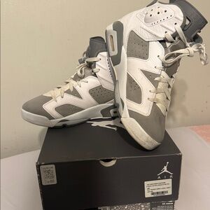 Jordan Retro High Top Sneakers in White & Gray